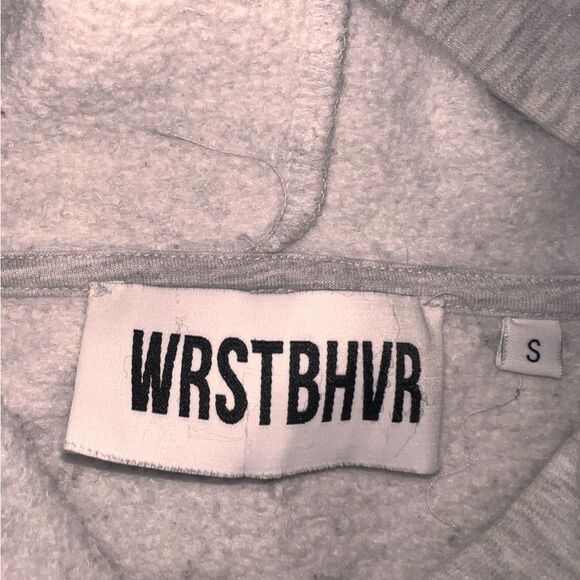 Wrstohvr Worst Behavior cropped hoodie Sz S  butterfly Embroidered sleeves - Picture 5 of 7